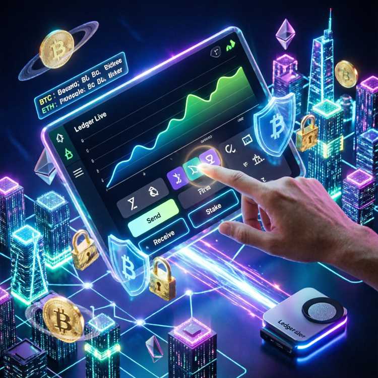 A tablet showing the Ledger Live app dashboard.